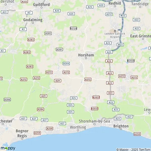 Plattegrond Horsham kaart van Horsham (RH12 0) en praktische info